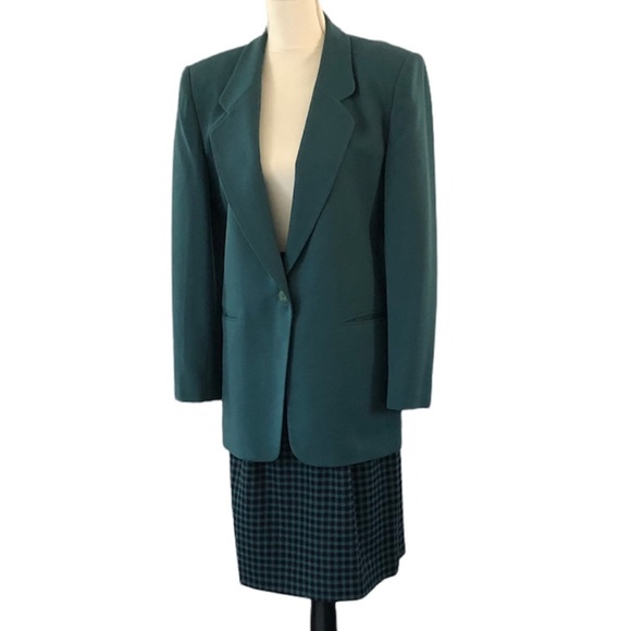 Jones New York Vintage 90s Green Wool Blazer Size 8 - Picture 10 of 13
